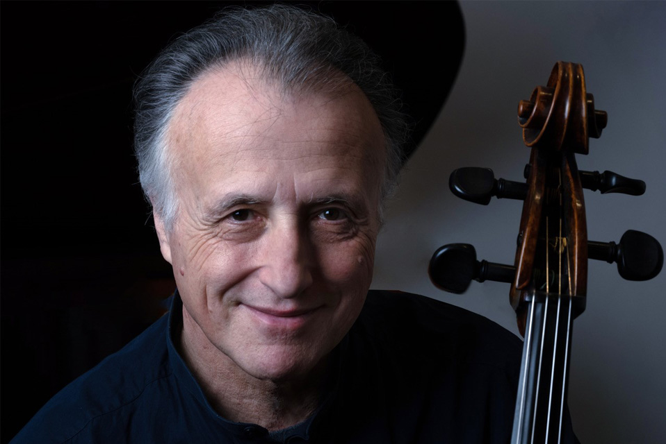 A photo of Raphael Wallfisch, a cellist and RCM professor.