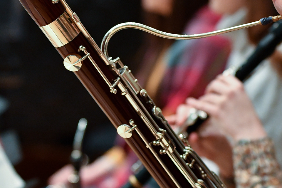 A close up image of a bassoon