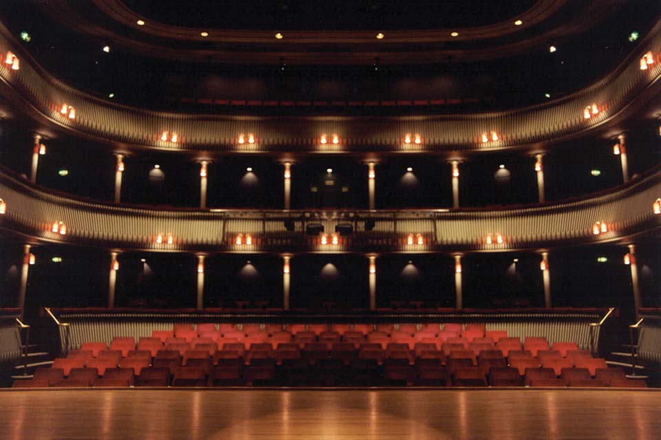The view of the auditorium from the stage of the Britten Theatre