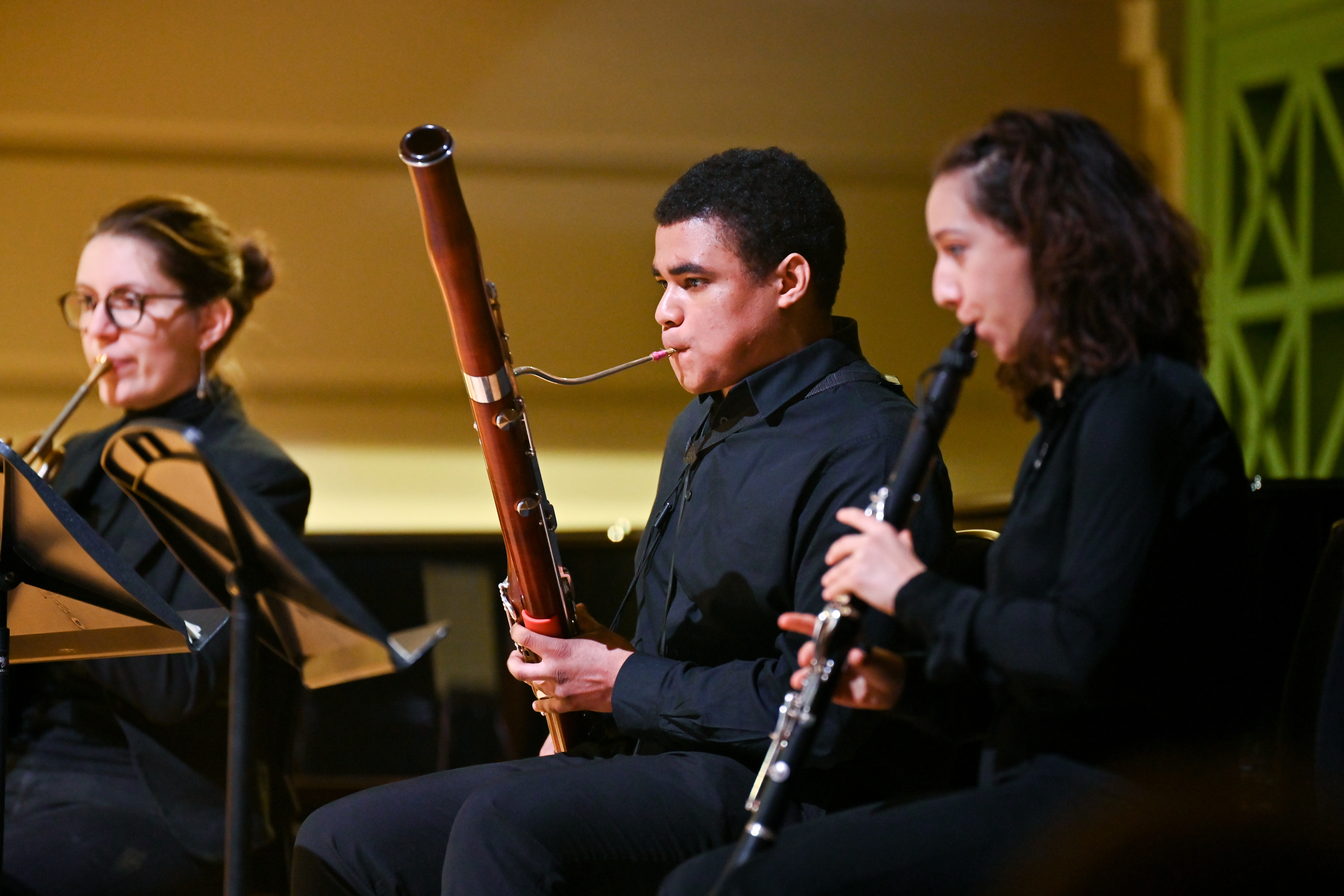 Chamber woodwind musicians performing in the Performance Hall
