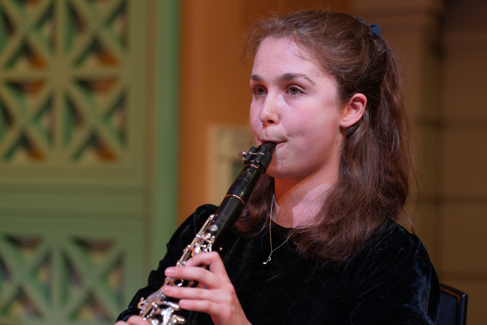 Clarinettist performing in the Performance Hall