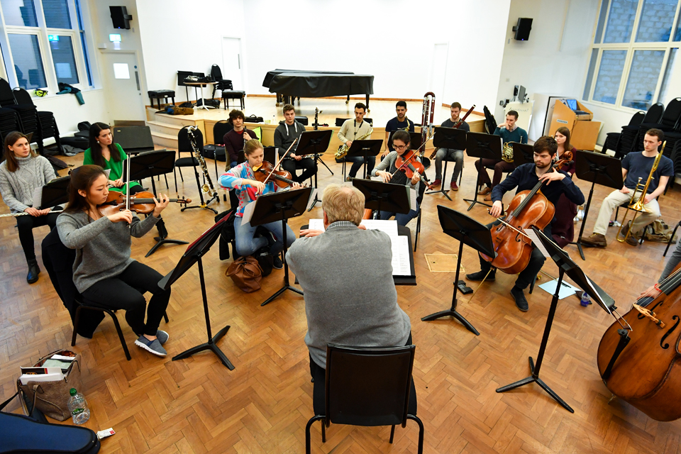 Strings, woodwind and brass players of the RCM's New Perspectives ensemble in rehearsal