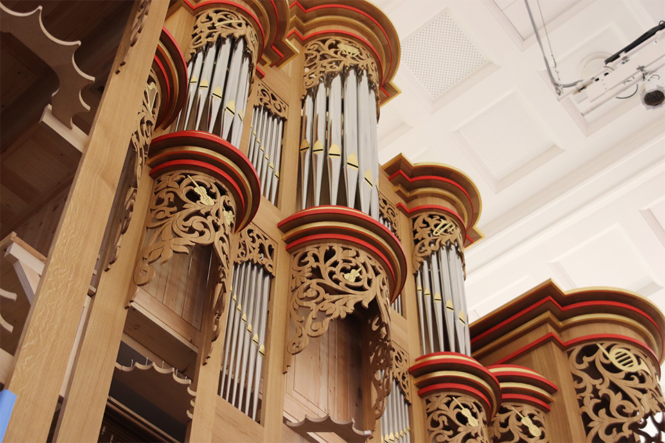 The impressive Flentrop Orgelbouw organ on the Amaryllis Fleming Concert Hall stage