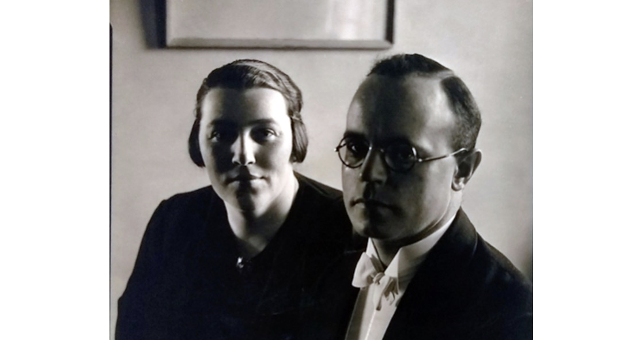 Engel Lund and Ferdinand Rauter, a man and women, in formal black attire.