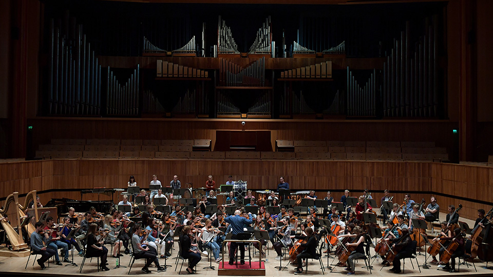 RCM Symphony Orchestra rehearsing at the Royal Festival Hall